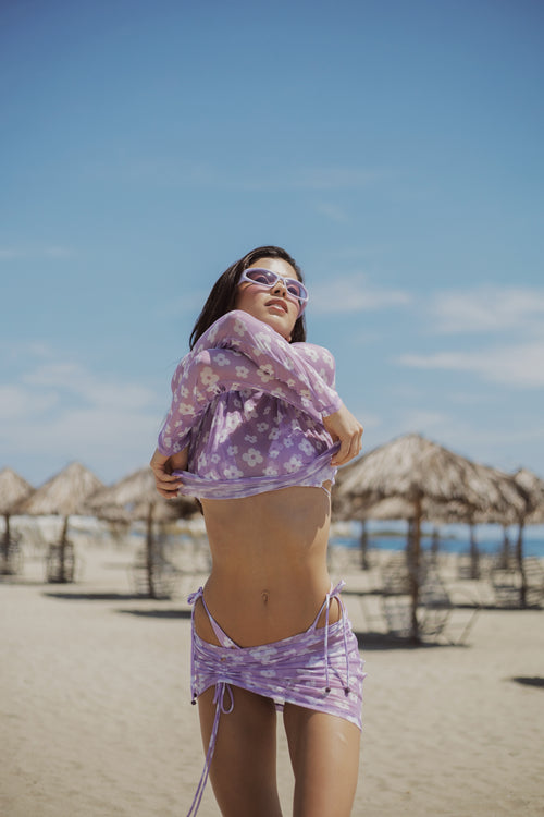 Sofia Set Flowers White on Lilac