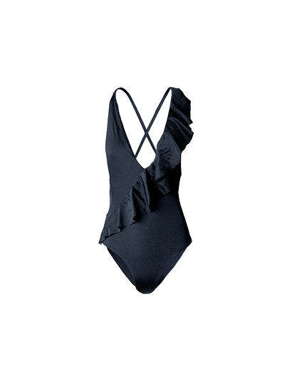 Isabella Ruffle One Piece Swimsuit Black