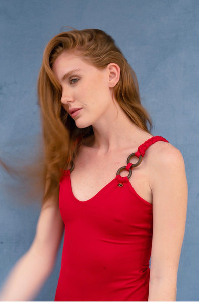 Paulina Braids One Piece Swimsuit Red