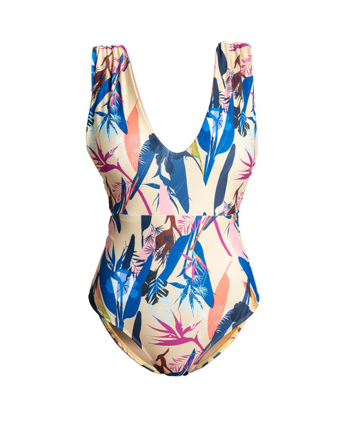 Trina One Piece Swimsuit Flowers in Purple