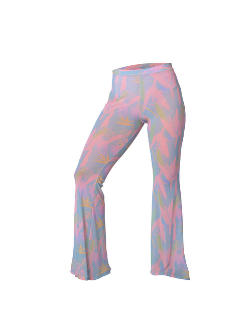 Antigua Party Pants Mesh Aqua Flowers