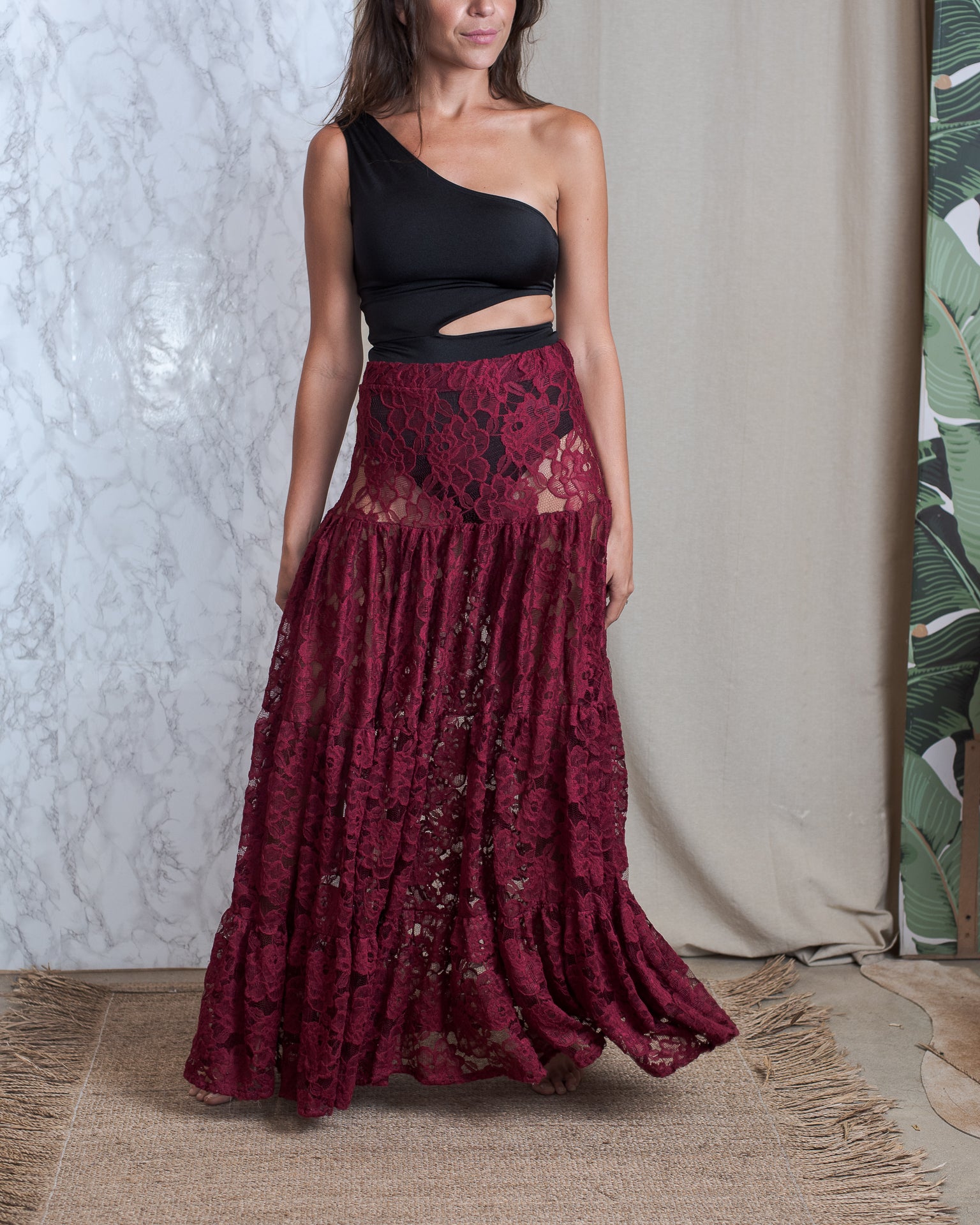 Antigua Skirt Macarena Burgundy Lace